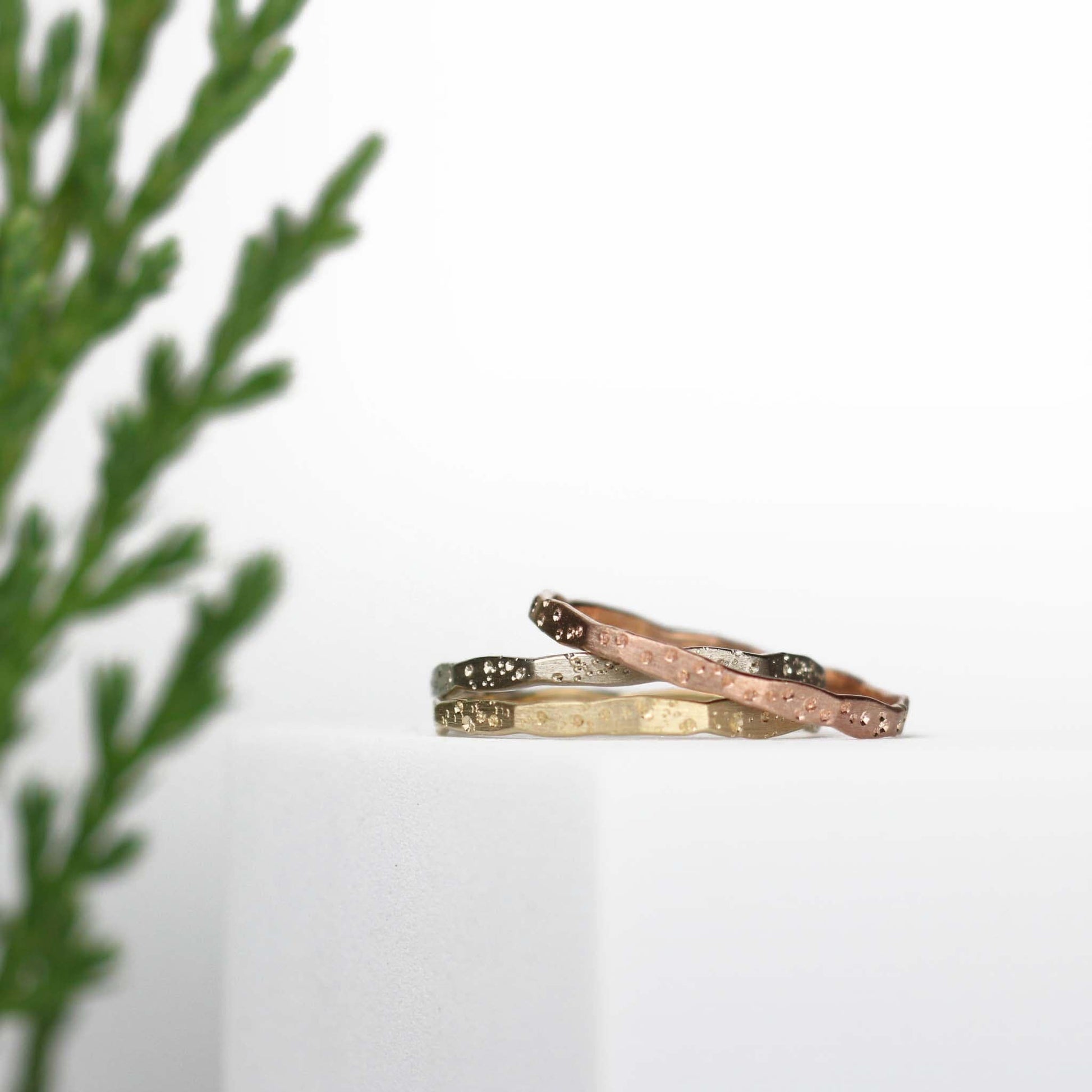 Three Stardust Stacking Bands 14k Gold - Mettle by Abby