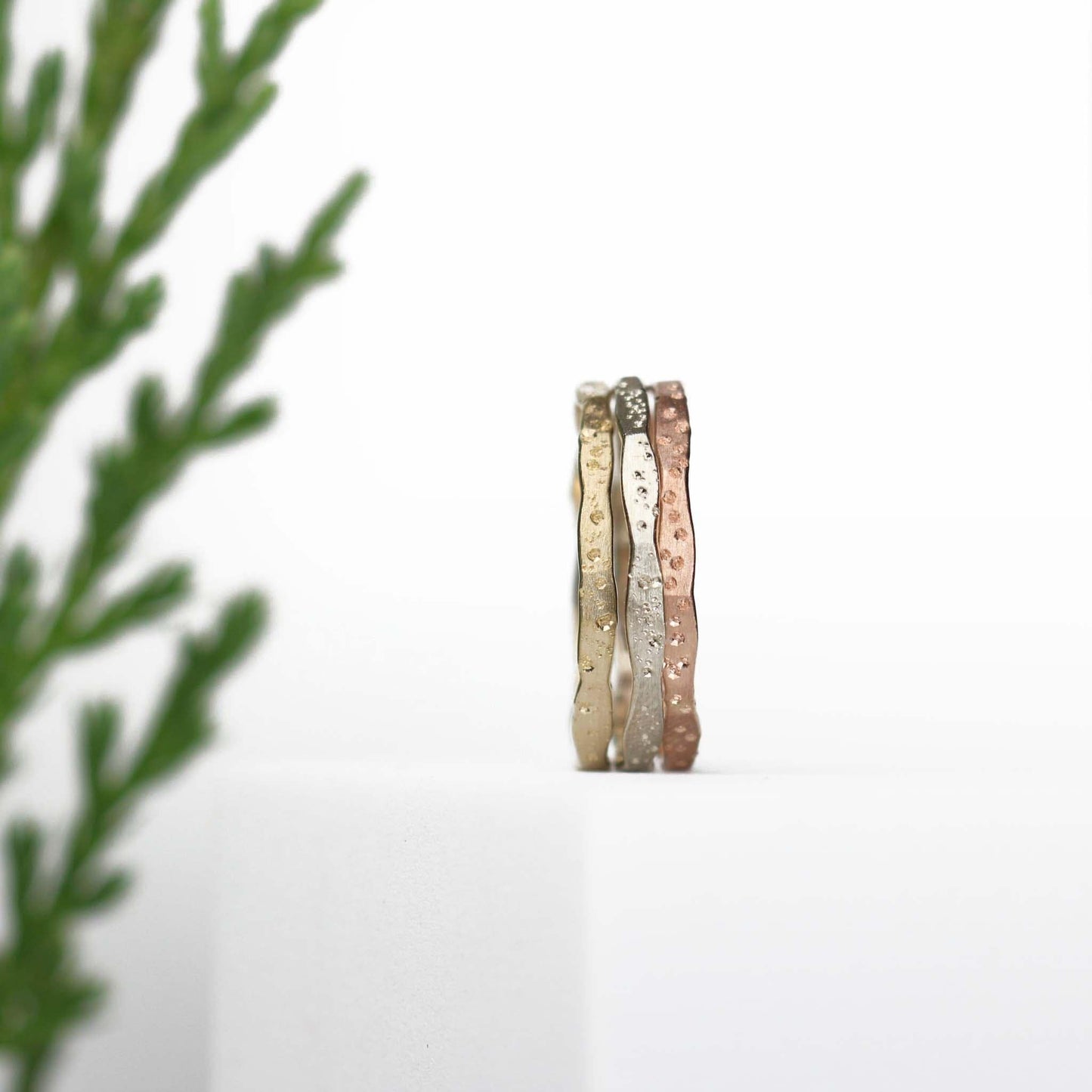 Three Stardust Stacking Bands 14k Gold - Mettle by Abby