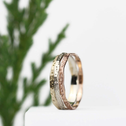 Three Stardust Stacking Bands 14k Gold - Mettle by Abby