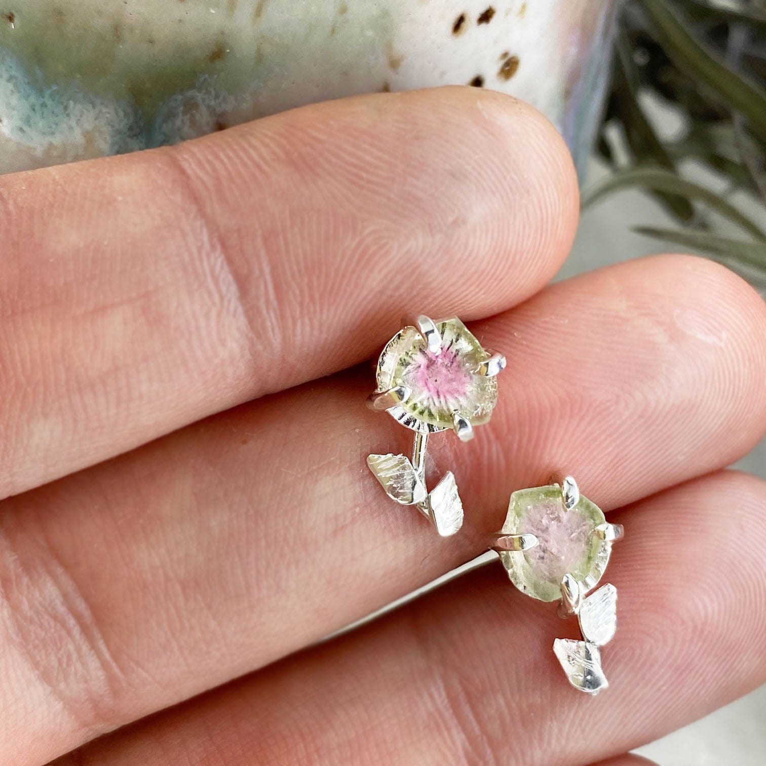 Tourmaline Flower Stud Earrings - Mettle by Abby