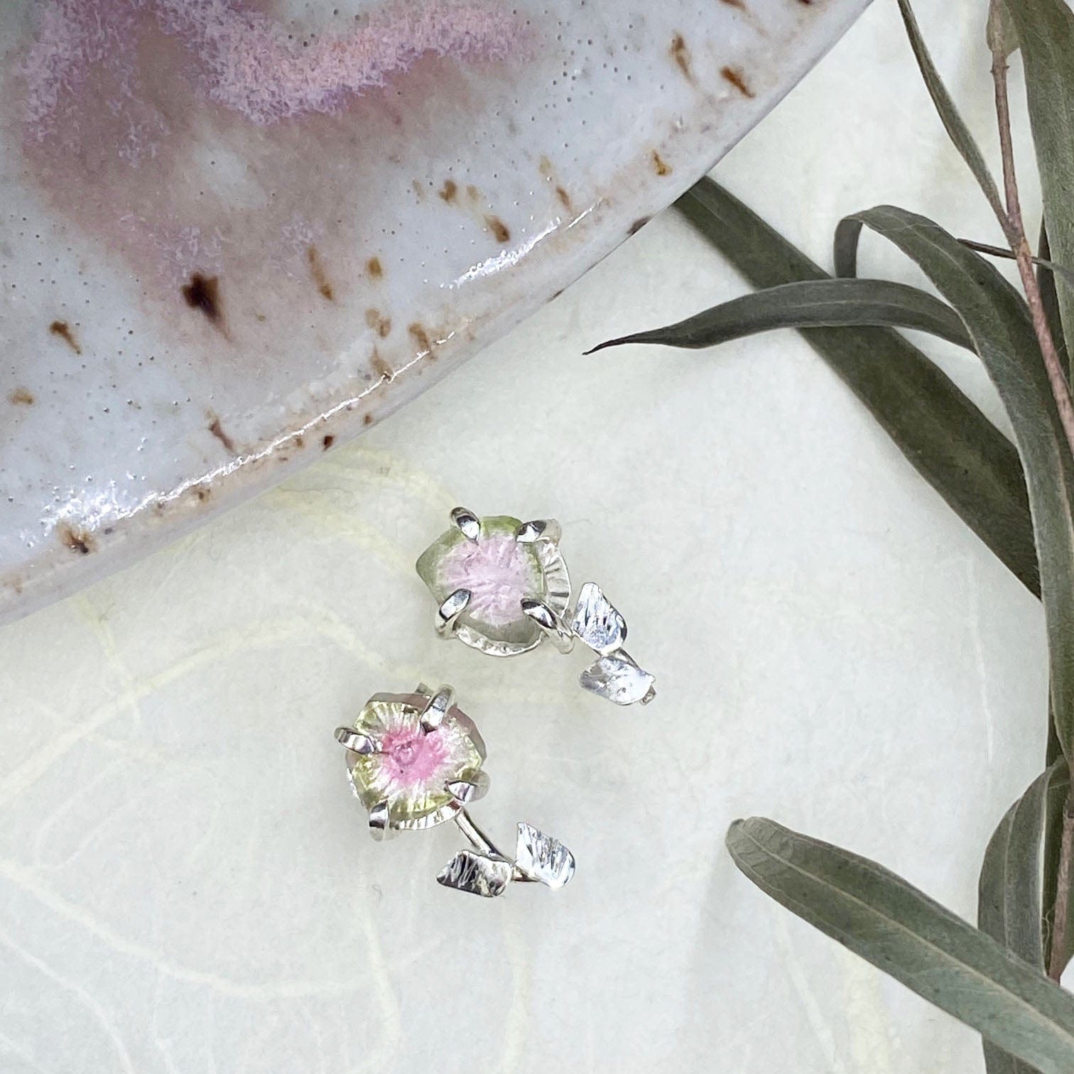 Tourmaline Flower Stud Earrings - Mettle by Abby