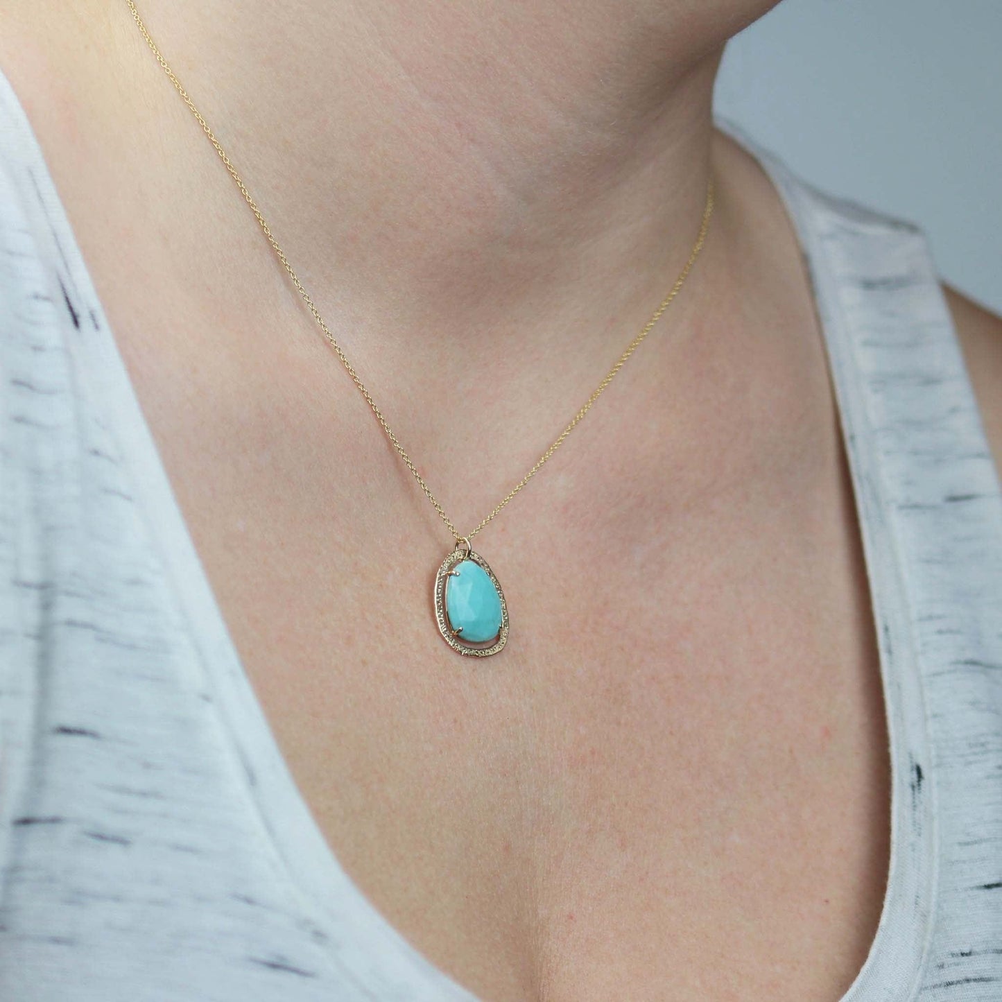 Turquoise Stardust Necklace 14k Yellow Gold - Mettle by Abby
