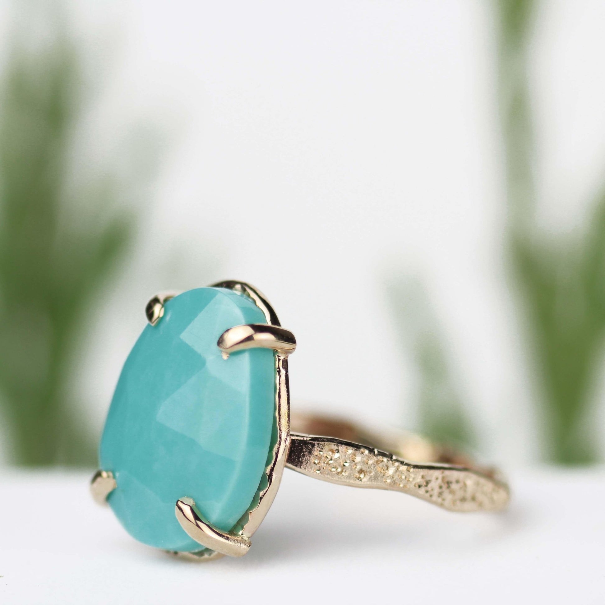 Turquoise Stardust Ring 14k Yellow Gold - Mettle by Abby