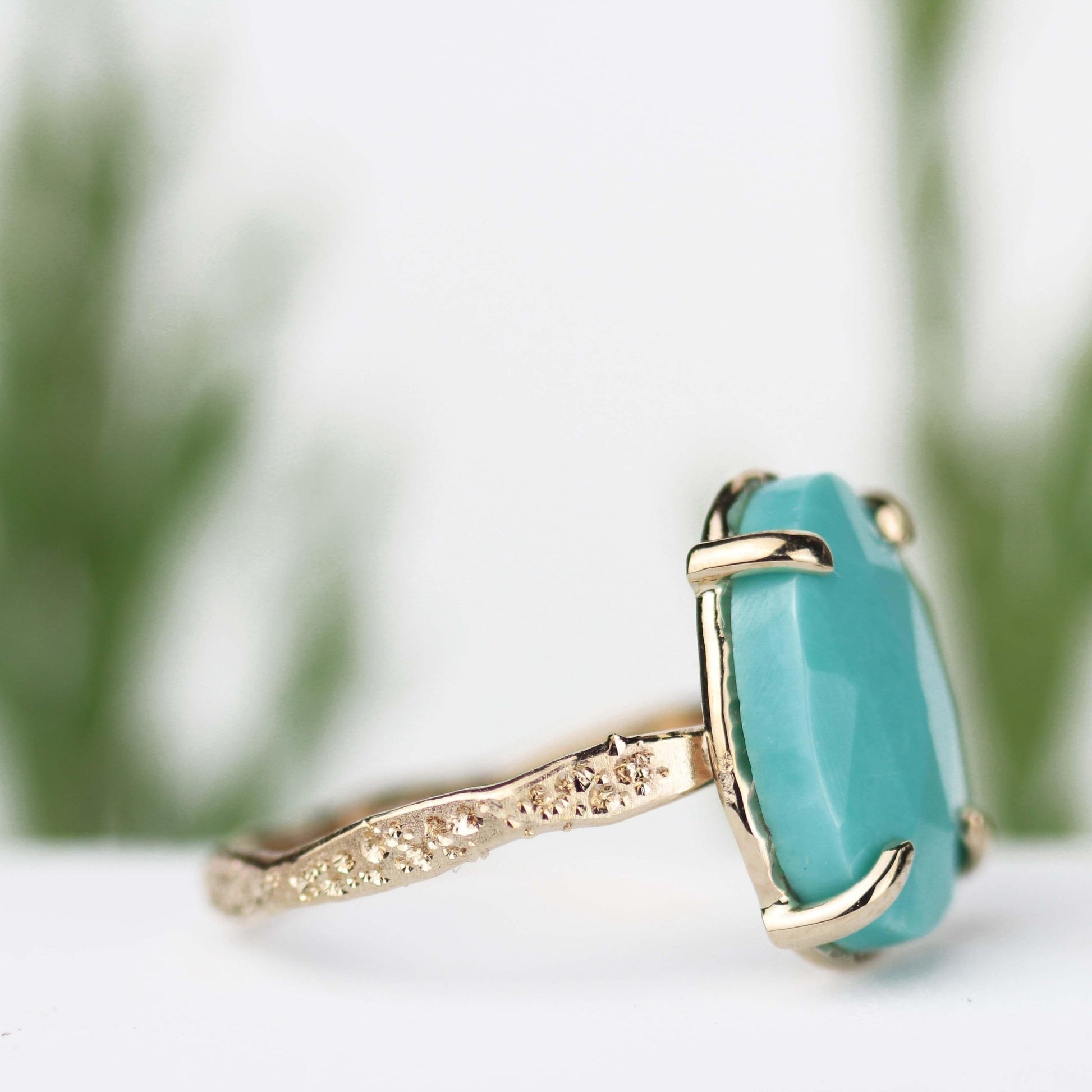 Turquoise Stardust Ring 14k Yellow Gold - Mettle by Abby