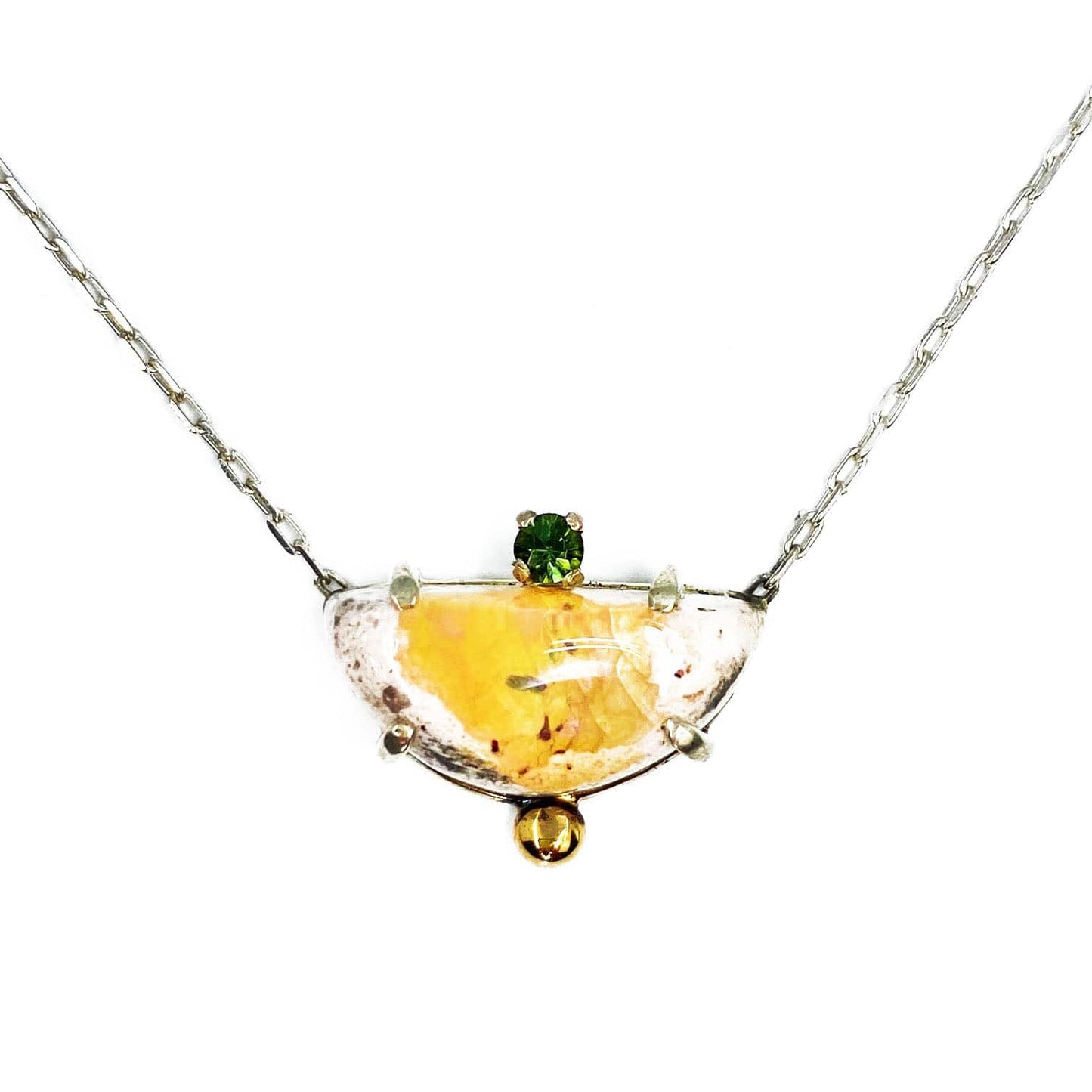 Two Tone Boulder Opal and Green Tourmaline Necklace - Mettle by Abby